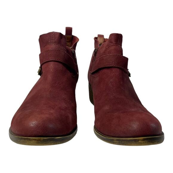 Lucky Brand Western Wine Leather Boomer Bootie Buckle 9.5 - Picture 3 of 10
